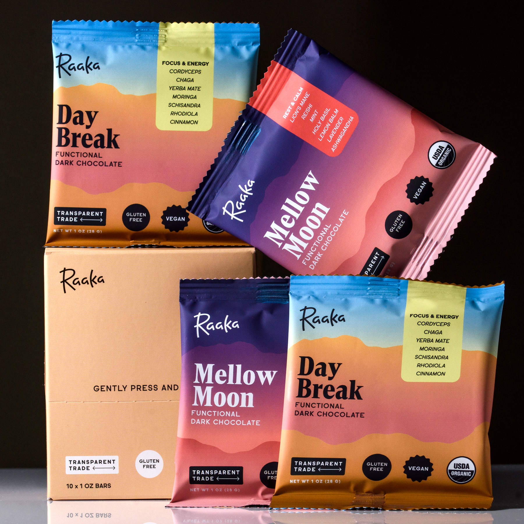 Functional Dark Chocolate Mixed Box of 10 - Calm Giftable Box Assortment